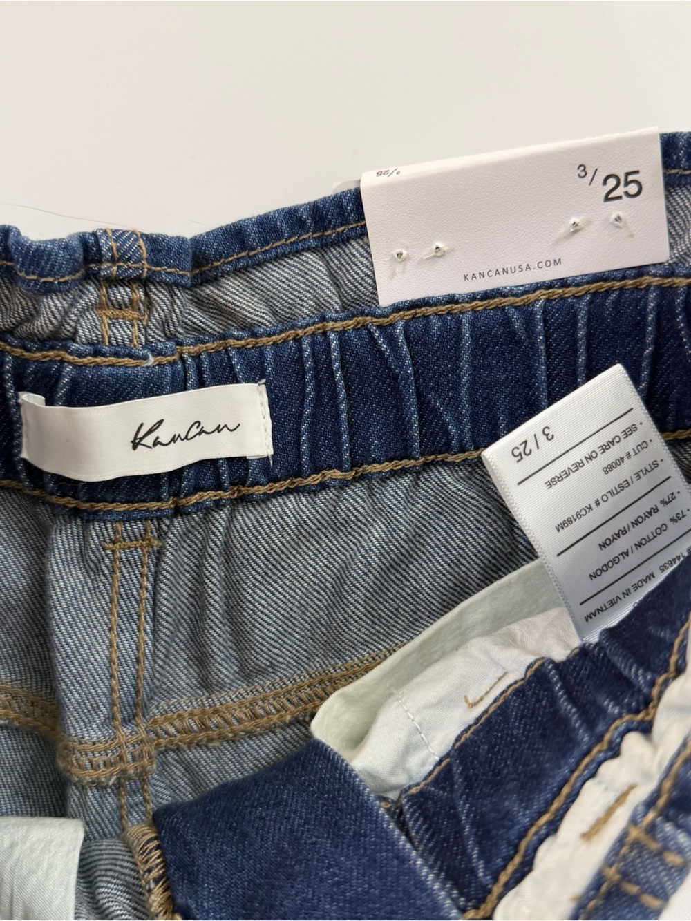 Kancan Jeans Womens 25 3 High Rise Mom Paperbag Straight Distressed New - Picture 4 of 11